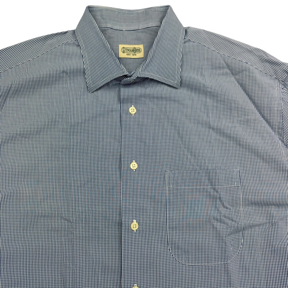 Gitman Bros. Shirt Mens 2XL Blue Long Sleeve Button Up Check Cotton USA